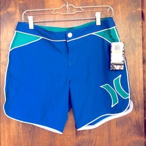 Hurley Women’s Blue and Green Swim Boardshorts